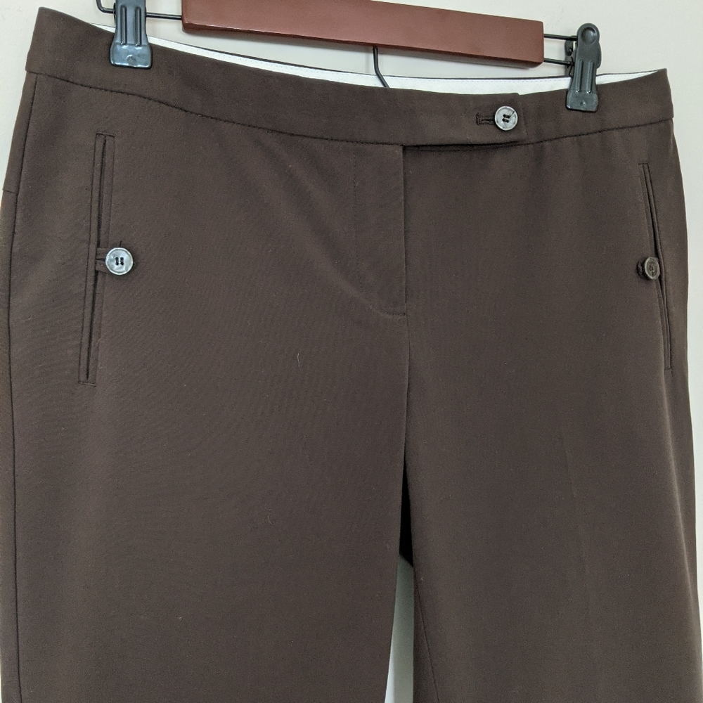 Women's Dark Brown Cropped Dress Pants - Picture 2 of 6